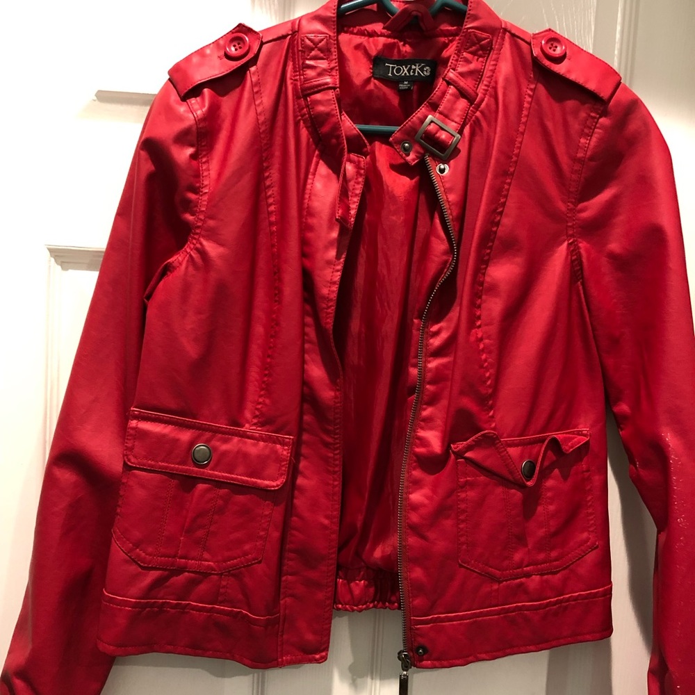 Red biker jacket